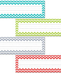 Chevron Solids Name Plates For Desks And Classrooms, 36 Pieces, Bright Red Lime Green Turquoise And Grey on white background