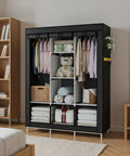 Dope Space Saver Portable Wardrobe Closet Organizer With Non Woven Fabric Cover, displayed with clothes and items organized.