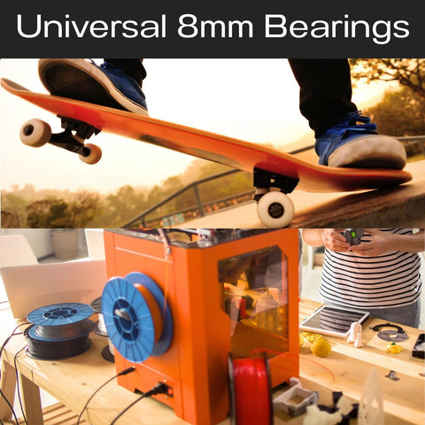 608zz ball bearings, 8x22x7 mm, double shielded steel, for skateboards and 3D printers