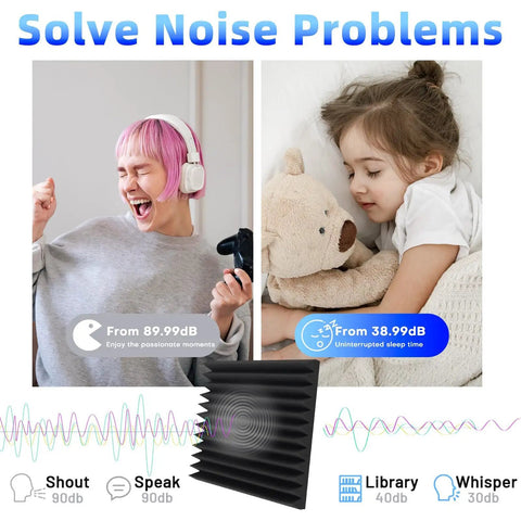 Dope Soundproof Foam Panels 36 Pack High Density Acoustic Wedges featured with people enjoying quiet and noise management.