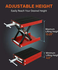 Beefy 1100 Lb Wide Deck Motorcycle Center Scissor Lift Jack Repair Hoist Stand For Bikes ATVs Dirt Bikes And Scooters Crank Operated