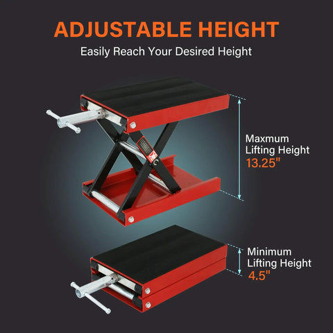 Beefy 1100 Lb Wide Deck Motorcycle Center Scissor Lift Jack Repair Hoist Stand For Bikes ATVs Dirt Bikes And Scooters Crank Operated