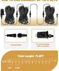 Lit 75.8 Ft 200 LED Christmas String Lights For Indoor And Outdoor Use With Timer And Memory Function diagram showing connections and plug