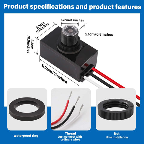 3 Pack No Brainer Dusk To Dawn Sensor For Outdoor Lighting 120 To 277V Photoelectric Switch product specifications and features