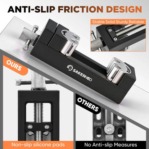 Heavy Duty Fractal Vise, Self Adjusting Drill Press Bench Clamp That Locks Flat Round Or Irregular Pieces Freakin Tight showing anti-slip design