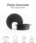 Black plastic desk wire grommet from Six Pack Desk Grommet Hole Saw Kit 50 Mm Bi-Metal With Drill Bit Hex Key Cable Sleeve.