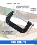Eight Piece 4 Inch Heavy Duty C Clamps Set With Cast Iron Frame And Sliding T Handle 1125 Lb Clamp Force illustration
