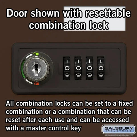 Recessed Cell Phone Locker Featuring Fifteen Spacious Compartments And Foolproof Resettable Combo Locks Built To Safely Stash Your Tech In Durable Bronze Finish For Everyday Hustle, showing resettable lock detail.