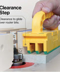 GRR-RIPPER 2GO push block, yellow/green MicroJig woodworking tool used on router table.