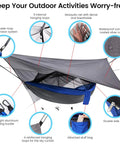 Go To Camping Hammock With Mosquito Net And Rain Fly Portable Nylon Hammock Tent With Tree Straps And Storage Bag in use