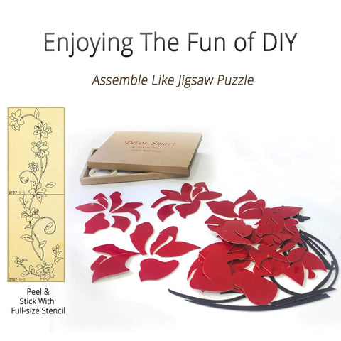 DIY 3D Rattan Flower Wall Murals For Living Room And Bedroom Backdrop TV Background Decor Decal with stencil and pieces