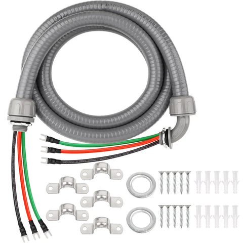 8 Ft Non Metallic Liquid Tight Conduit Kit With Pre Wired Electrical Whip And 3 X 10AWG THHN Copper Wires, connectors, and mounts
