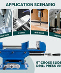 Heavy Duty Cross Slide Drill Press Vise With Six Inch Max Jaw Opening Built Tough Cast Iron Workhorse view showing application scenarios.