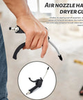 Heavy Duty 4 Piece Air Blow Gun Kit With Angled Aluminum Nozzles And Slick Pistol Grip, shown in hand for efficient cleaning.