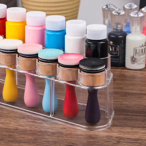 Slick Ace Clear Storage Rack And Organizer For Craft Paint Bottles And Blending Tools Holding Fifteen Upside Down Jars With A Rugged Polycarbonate Shell Sweet For Compact Desks Daily