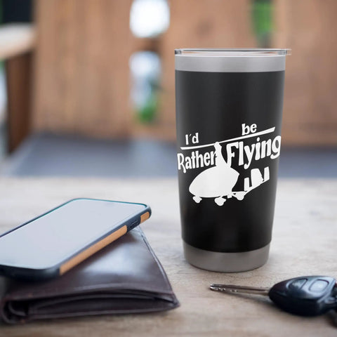 Gyrocopter Gyroplane Pilot Stainless Steel Insulated Tumbler with motif beside wallet and keys on table
