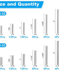 Image showing the size and quantity of screws in the 100 Piece Electrical Screw Kit With 6-32 And 8-32 Phillips Flat Head Screws, 304 Stainless Steel Outlet Mounting Screws For Wall Plates, Switches, Receptacles - Handy DIY Pro Grade Set.