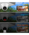 Top Shelf 4K Dome Security Camera With PoE Outdoor Surveillance provides day vision, IR night vision, and full color night vision.