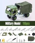 Hands On Military Truck STEM Building Toy Set For Boys Ages Eight To Twelve Metal Army Vehicle Model Kit with 116 pieces