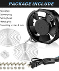 Dope High Speed Axial Muffin Fan 172mm By 152mm By 51mm With Switch 110V 120V, shown with power plug, metal grills, and screws