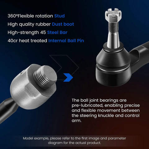 Chevy Tahoe Silverado Suburban Front Outer Tie Rod Ends Kit ES3493T 1999-2006 Replacement For Cadillac Escalade 2002-2006 GMC Sierra 1500 Yukon 1999-2006 Durable Steering Stability, steel ball joint close-up