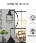 Industrial Metal Desk Lamp With Glass Shade Black Antique Finish Vintage Style Office Light With Easy On Off Switch