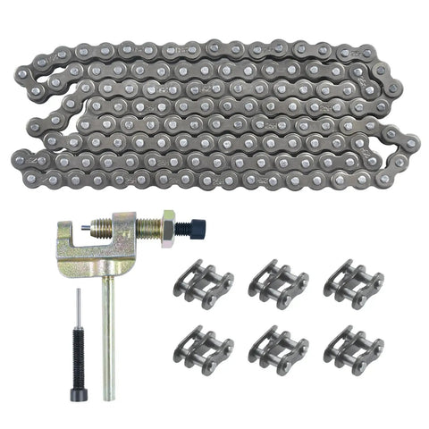 25 Drive Chain 132 Link Breaker Kit For Razor MX500 MX650 SX350 SX500 SX650 BeefedUp Rocket Bike Off Road Motocross Electric Dirt Bike Mini Moto 50cc XRF50 Heavy Duty Replacement Chain with chain breaker tool and master links