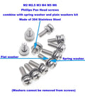 Built Different Heavy Duty 304 Stainless Steel Metric Fastener Assortment Kit Covering M2 Through M6 Phillips Pan Head screws with washers.