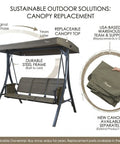 Brenda 3 Seat Outdoor Porch Swing Glider With Adjustable Canopy Heavy Duty Steel Frame and Replaceable Canopy Overview