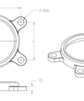 Technical drawing of a ring component with dimensions, featuring 4-point attachment blueprint, similar to a forge base.