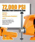 Heavy Duty 6 Inch Bench Vise With 7 Inch Jaw Opening And 360 Degree Swivel Base, Ductile Iron construction with a strong, durable design.