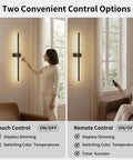 ONEWISH Battery Operated Wall Sconces Set of 2, 27.75" Wall Lights, touch and remote control options displayed.