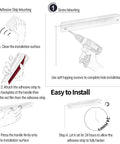 Installation guide for 4 Pack Matte Black Adhesive Edge Finger Pull 3 Inch Concealed Kitchen Cabinet Handle using adhesive and screws