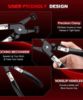 9 Piece Hose Clamp Pliers Set For Auto Work With Long Reach Cable Pliers Swivel Jaw Clip Pliers And Flat Band Pliers close-up