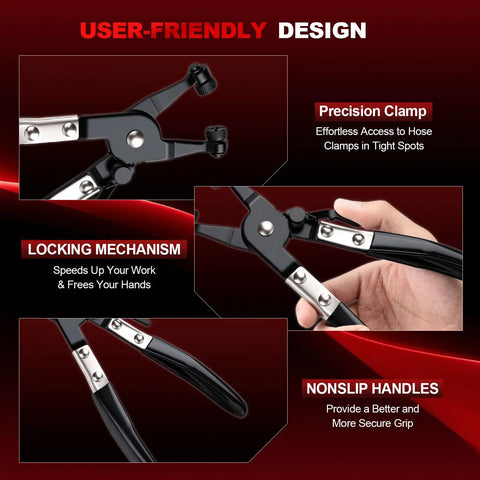 9 Piece Hose Clamp Pliers Set For Auto Work With Long Reach Cable Pliers Swivel Jaw Clip Pliers And Flat Band Pliers close-up
