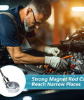 Mechanic using Telescoping Magnetic Pickup Tool Set With Pen Clip Design Extends From Five To Twenty Five Inches Three Pound Capacity Grabber