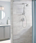 Bathroom with installed Chrome Replacement Handheld Showerhead With Four Function Eco Performance WaterSense Certified Full Spray