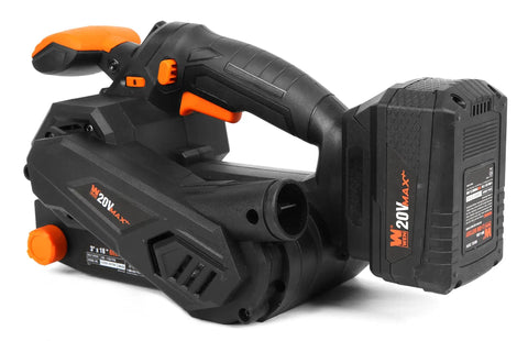 Cordless Belt Sander With Variable Speed For Precise Finishing, handheld and portable, with 3 by 18 inch belt, 4.0Ah battery.