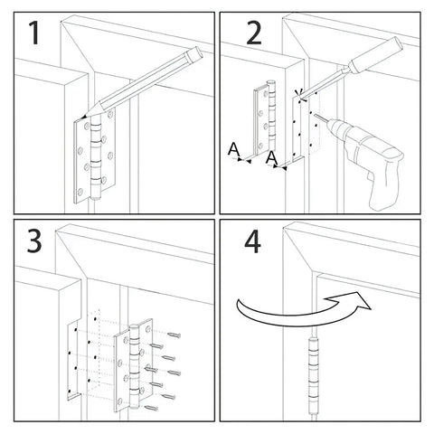 Installation guide for Top Shelf Rounded Door Hinges In Matte Black Coating Measuring 3.5 Inches for easy cabinet fittings.