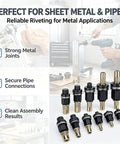 Heavy Duty Rivet Nut Tool Drill Adapter Kit For Electric Drills With Multi Size Mandrels M3 To 10 And 6-32 To 3/8 on sheet metal