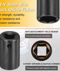 Harfington Deep Impact Socket 13mm With 50 Millimeter Long Reach 14 In Drive For Heavy Duty Work Using Slick CR-V Steel That Is Built To Last, black oxide finish