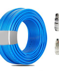 Beefy Blue Air Hose Polyurethane Tubing Anti Kink Strong Air Flow High Powered Works For Compressor Needs All Day Fits Eight MM Size Connections For Pro Work In Any Garage Good, 20m coil with metal couplers