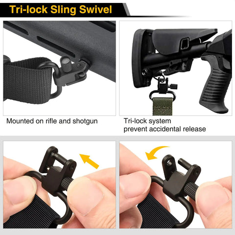Hardcore 550 Paracord Rifle And Shotgun Sling With Beefy Tri Lock Swivels And Snappy Adjustable Length From 39 To 50 Inches In Clean Black For Serious Wilderness Run