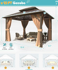 10 Foot By 12 Foot Hardtop Gazebo With Aluminum Frame And Galvanized Steel Double Roof Built Tough For Snow And Wind Heavy Duty Outdoor Pavilion With Curtains And Netting For Patio Lawn Or Deck