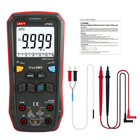 Smart Digital Multimeter UT60S True RMS 9999 Counts 1000V AC DC Voltmeter and Ammeter with probes and manual