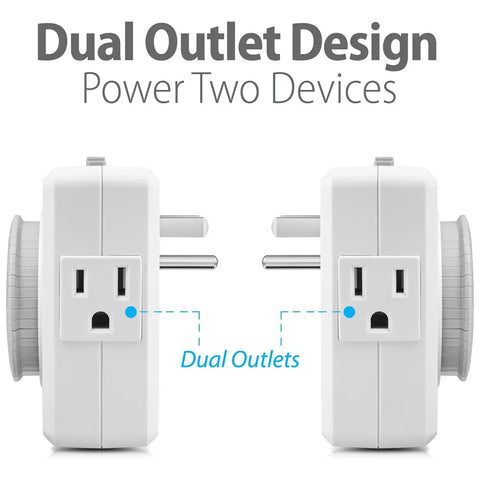 Dual 24 Hour Timers Outlet Plug In Indoor Light Timer With Auto On Off For Lamps Reptile Grow Lights Christmas Lights