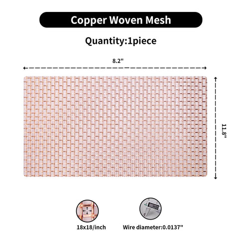 DIY Copper Mesh Jewelry Organizer Sheet 8.2 By 11.8 Inches 18 Mesh Earring Display Grid shown with measurements