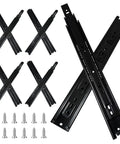 Rock Solid 22 Inch Full Extension Ball Bearing Drawer Slides Four Pairs Side Mount Heavy Duty Cabinet Hardware With Buttery Smooth Glide And 100 Lb Capacity Black with screws.