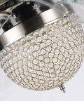 Crystal lighting detail of 42 Inch 3 in 1 Fandelier Ceiling Fan With Remote Light Kit Dimmable LED Chandelier 8 Retractable Blades