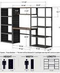 Modular Garage Storage System With Workbench And Pegboard Shelving, 117-Inch Heavy-Duty Steel Organizer dimensions illustration